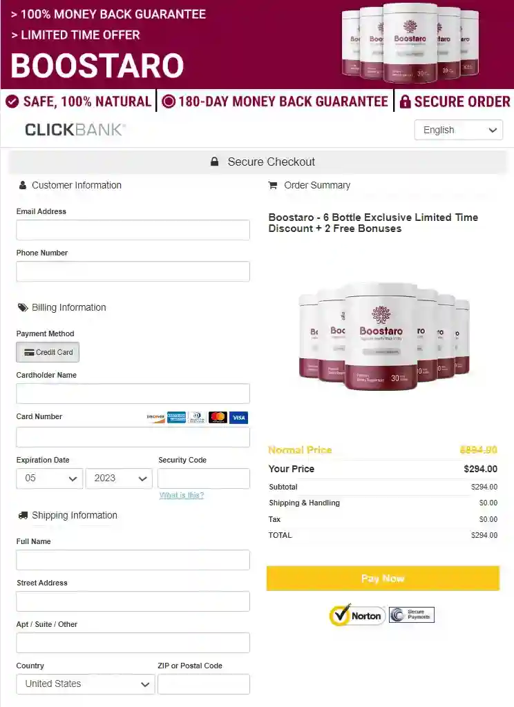 Boostaro Boostaro - Order Page